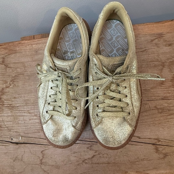 Puma Classic Platform Gold Glitter Sneakers - Picture 6 of 7